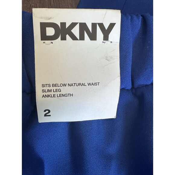 DKNY Women's Elasticated-Back Slim-Leg Ankle Pants Royal Blue Size 2 - Picture 10 of 10